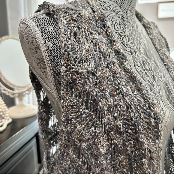 Chunky Knit Open Front Sweater Vest Cardigan – Neutral Gray Multi - Picture 5 of 15